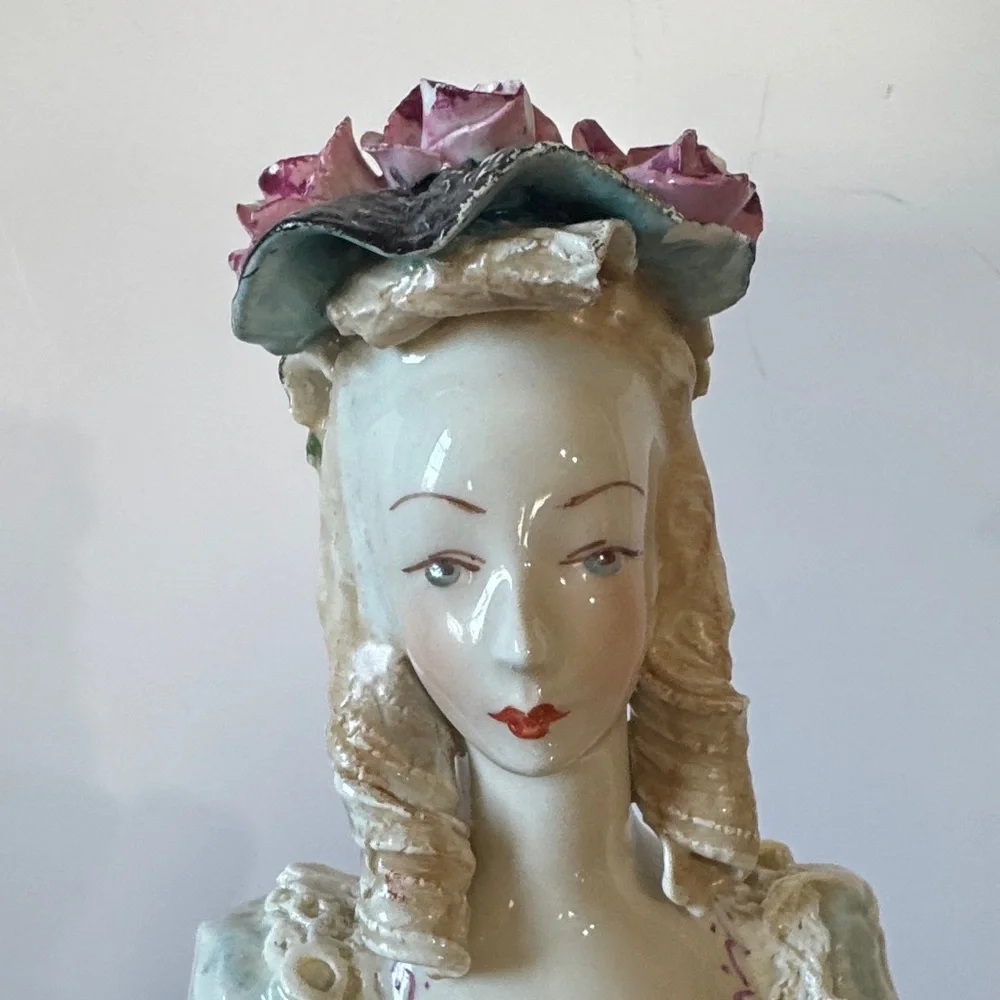 Vintage Cordey Ceramics Woman's Bust with Roses 10
